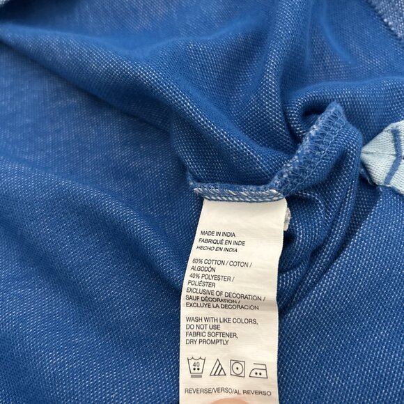 IZOD Advantage Performance Men's Size Large Solid Blue Short Sleeve Polo Shirt - Picture 4 of 5